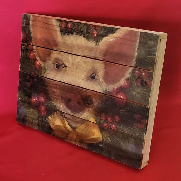 Adorable Pig Painting on Plywood Handmade Farmhouse Decor - Picture 9 of 10